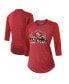 ფოტო #1 პროდუქტის Women's Threads Scarlet San Francisco 49ers Super Bowl LVIII Vegas Raglan 3/4-Sleeve Tri-Blend T-shirt