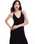 & Other Stories halter neck midi dress with strappy back detail in black