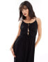 Esmee tie front cut out tiered maxi strappy beach dress in black Черный, 44 - фото #3