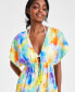 Juniors' Tie-Dye Tie-Front Short-Sleeve Swim Cover-Up, Created for Macy's