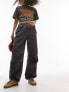 Фото #1 товара Topshop super oversized cotton parachute cargo pants in charcoal