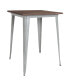 Ardennes 31.5 Steel Indoor Contemporary Table With Square Rustic Wood Top