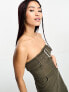 Urban Revivo bandeau mini dress with belt detail in khaki