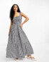 Esmee Exclusive shirred waist maxi summer dress in black and white gingham