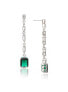 ფოტო #1 პროდუქტის White Rhodium Clad Emerald Crystal + Cubic Zirconia Earrings