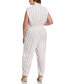 Фото #2 товара Plus Size Linen Blend Sleeveless Jumpsuit Pants