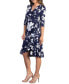 Women's Flirty Flounce Midi Wrap Dress with 3/4 Sleeves