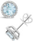 ფოტო #1 პროდუქტის Aquamarine (2-1/2 ct. t.w.) and Diamond (1/6 ct. t.w.) Stud Earrings in Sterling Silver