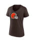 ფოტო #3 პროდუქტის Women's Baker Mayfield Brown Cleveland Browns Player Icon Name and Number V-Neck T-shirt