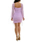 ფოტო #3 პროდუქტის Juniors' Glitter Ruched Mesh Mini Bodycon Dress