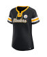 ფოტო #3 პროდუქტის Women's Black Pittsburgh Steelers Original State Lace-Up T-shirt