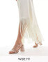 Фото #1 товара Be Mine Wide Fit Bridal Adilette asymmetric strap block heel sandals in blush