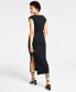 Фото #2 товара Платье средней длины с завязкой на поясе Bar III Petite Ribbed Cap-Sleeve Midi Dress, созданное для Macy's