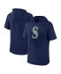 Фото #1 товара Men's Navy Seattle Mariners Short Sleeve Hoodie T-shirt