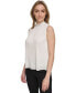 Women's Plisse Mock-Neck Sleeveless Top