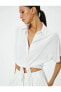 Kadın Kısa Kol Gömlek 4sak60012pw Kırık Beyaz