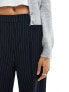 Pieces Tall wide leg tailored trousers in charcoal pinstripe