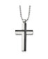 Black IP-plated Laser Cut Cross Pendant Ball Chain Necklace