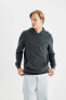 Comfort Fit Kapüşonlu Basic Sweatshirt B4446ax24sp