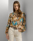 Фото #1 товара Women's Floral Tie-Neck Blouse, Regular & Petite