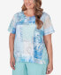 ფოტო #3 პროდუქტის Plus Size Hyannisport Patchwork Leaf T-Shirt with Lace Detail