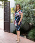 ფოტო #4 პროდუქტის Print Knee Length Short Sleeve Faux Wrap Dress