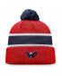 Men's Red, Navy Washington Capitals Breakaway Cuffed Knit Hat with Pom