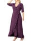 ფოტო #4 პროდუქტის Plus Size Maritime Ruffle Maxi Dress with Sleeves