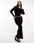 Фото #2 товара Kaiia knitted maxi side split skirt co-ord in black