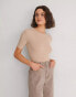 Фото #2 товара NA-KD round neck tight fit ribbed t-shirt in beige