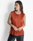 Women's Sleeveless Button-Front Pleated Top