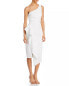 Фото #1 товара Aqua One Shoulder Scuba Crepe MIDI Dress White Size 6