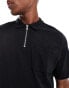 New Look 1/4 zip pique polo shirt co-ord in black