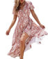 Women's Floral Ruffled Wrap Maxi Beach Dress