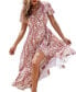 Women's Floral Ruffled Wrap Maxi Beach Dress