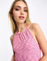 Фото #3 товара Pieces halter neck mini dress in pink space dye