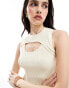 Фото #3 товара ONLY peekaboo knitted crop top in off white