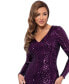 ფოტო #4 პროდუქტის Women's Long-Sleeve Sequined V-Neck Gown