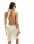 Фото #4 товара ASOS DESIGN ladder knit halter mini beach dress in cream