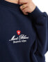 Daisy Street oversized sweatshirt in navy with contrast embroidery