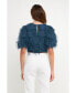 Фото #5 товара Women's Gridded Mesh Feathered Cropped Top