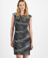 ფოტო #3 პროდუქტის Petite Printed Boat-Neck Jersey Sheath Dress