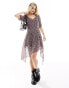 Фото #4 товара Wednesday's Girl ditsy floral asymmetric mini dress in lilac