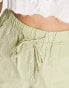 Фото #3 товара Stradivarius linen look runner short in khaki