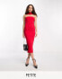 Фото #2 товара Vesper Petite halterneck zip back midi dress in red