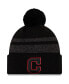 Фото #1 товара Men's Black Cleveland Indians Dispatch Cuffed Knit Hat with Pom