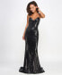 Фото #1 товара Juniors' Sequined Strappy-Back Evening Gown