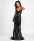 ფოტო #1 პროდუქტის Juniors' Sequined Strappy-Back Evening Gown