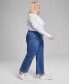 Фото #3 товара Plus Size Seam-Front Straight-Leg Jeans