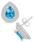 ფოტო #1 პროდუქტის Topaz (1-3/4 ct. t.w.) and Diamond (5/8 ct. t.w.) Halo Stud Earrings in 14K White Gold